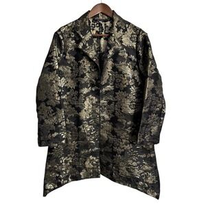 Bryn Walker Benedict jacket womens S 8 black gold floral tapestry jacquard Asian